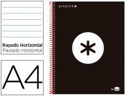 Cuaderno espiral Liderpapel Antartik A-4 tapa forrada 120h micro 100g raya horizontal color negro